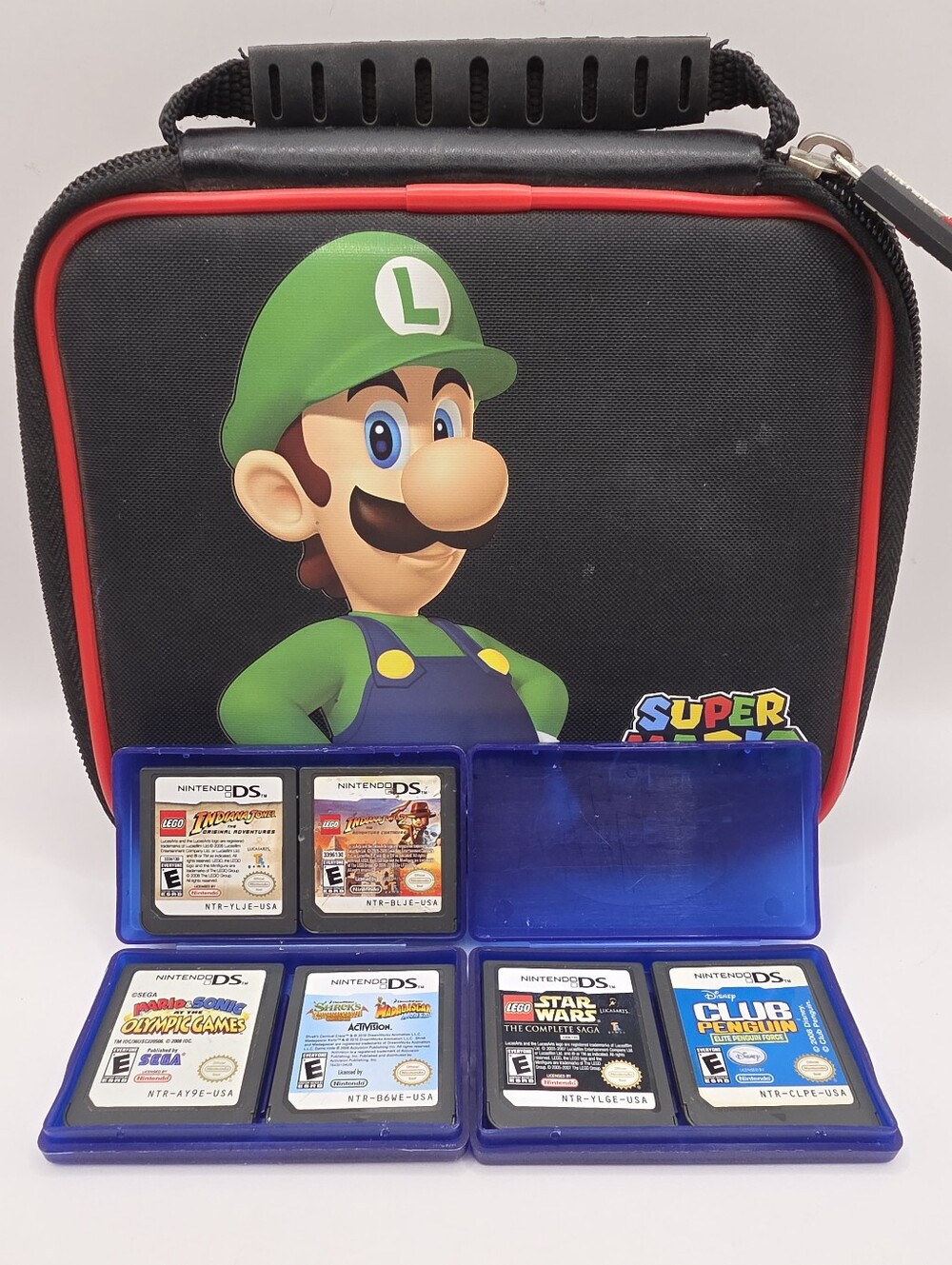 Nintendo DS Case Lot Sonic Indiana Jones Shrek Star Wars Club Penguin Madagascar